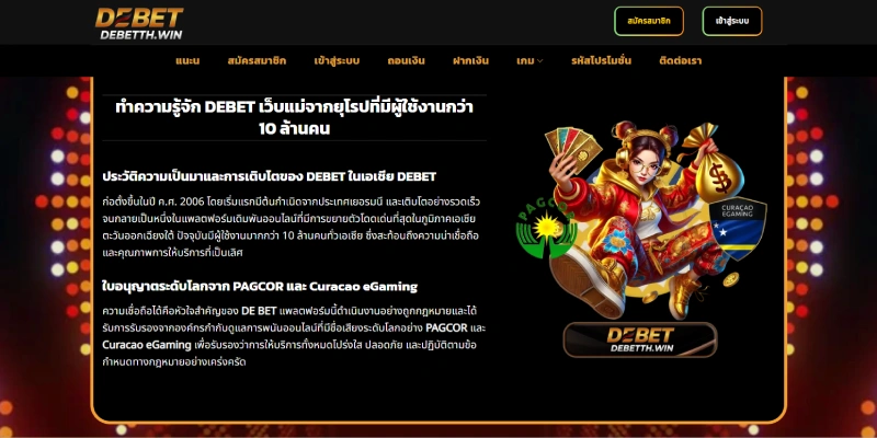 สิทธิพิเศษหลัง สมัคร DeBet